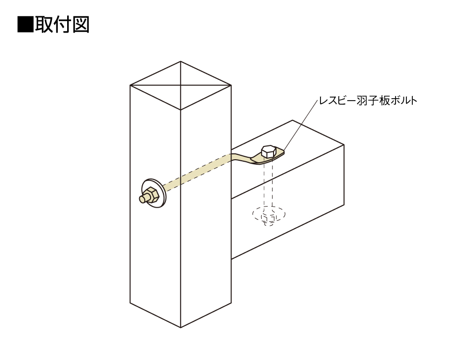 レスビー羽子板ボルト取付図