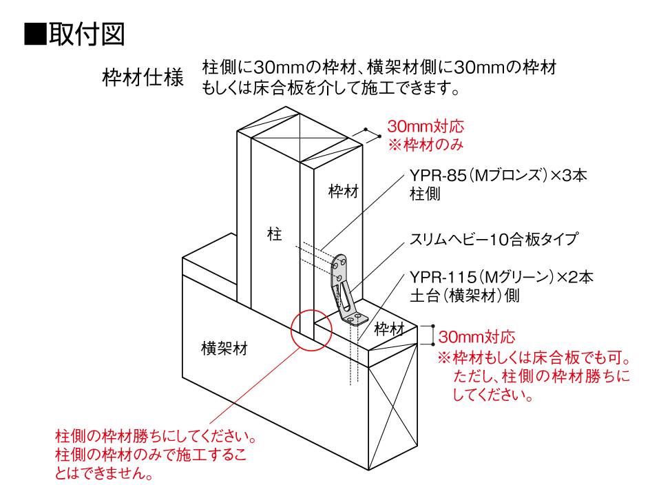 スリムヘビー10取付図枠材仕様