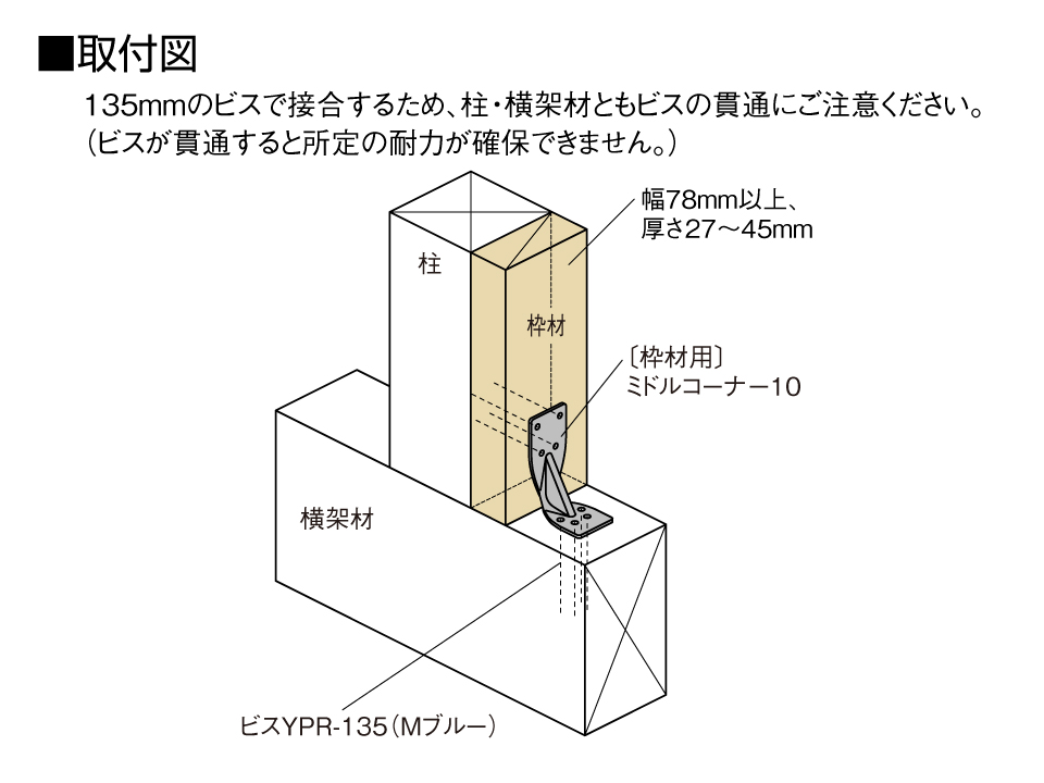 〔枠材用〕ミドルコーナー10取付図