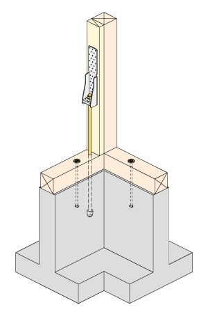 枠材用〕高耐力フレックスホールダウンでは引抜きが足りず、枠材の上