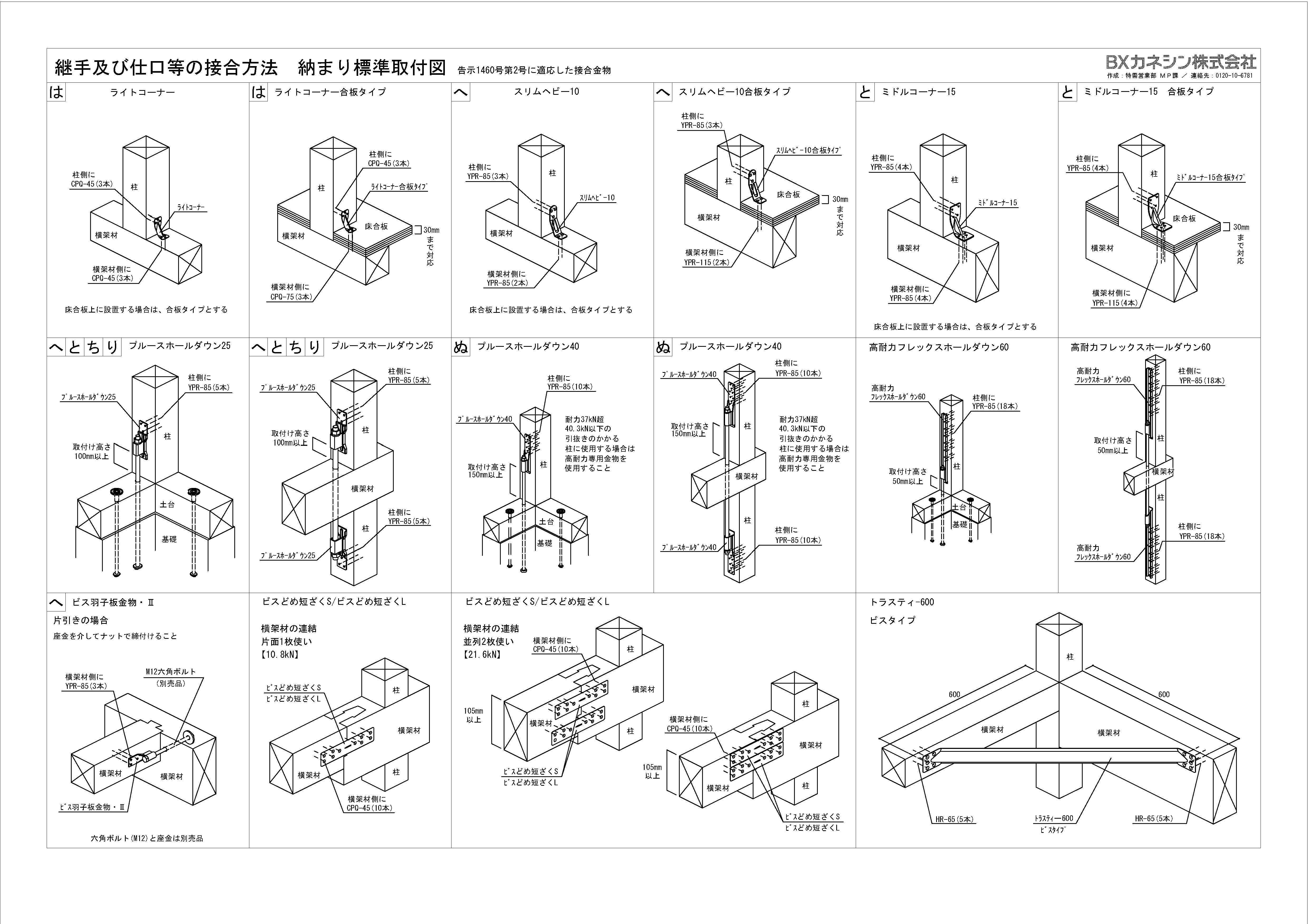 納まり標準取付図を公開 - BXカネシン