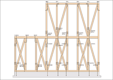 2階建ての軸組モデルによる柱の仕口